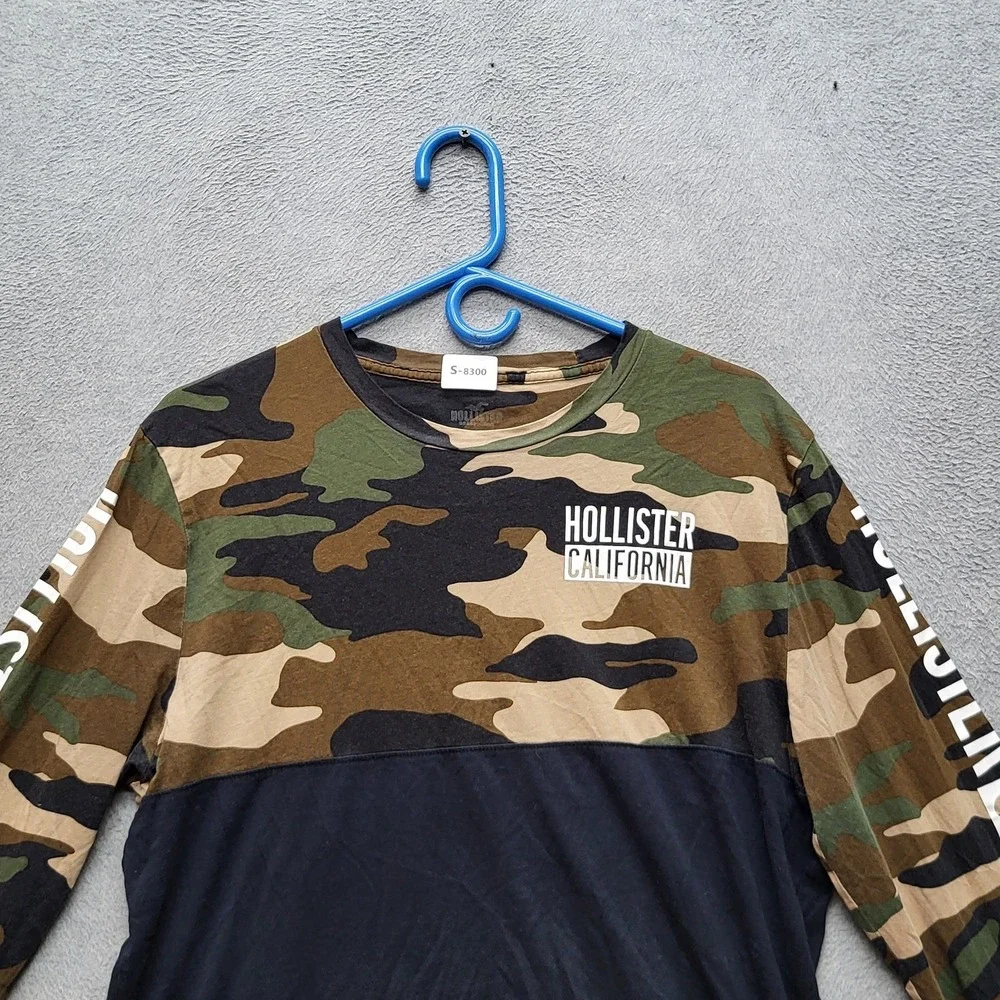 Hollister Men Shirt L Camo Camouflage California Logo‎ Graphic Print